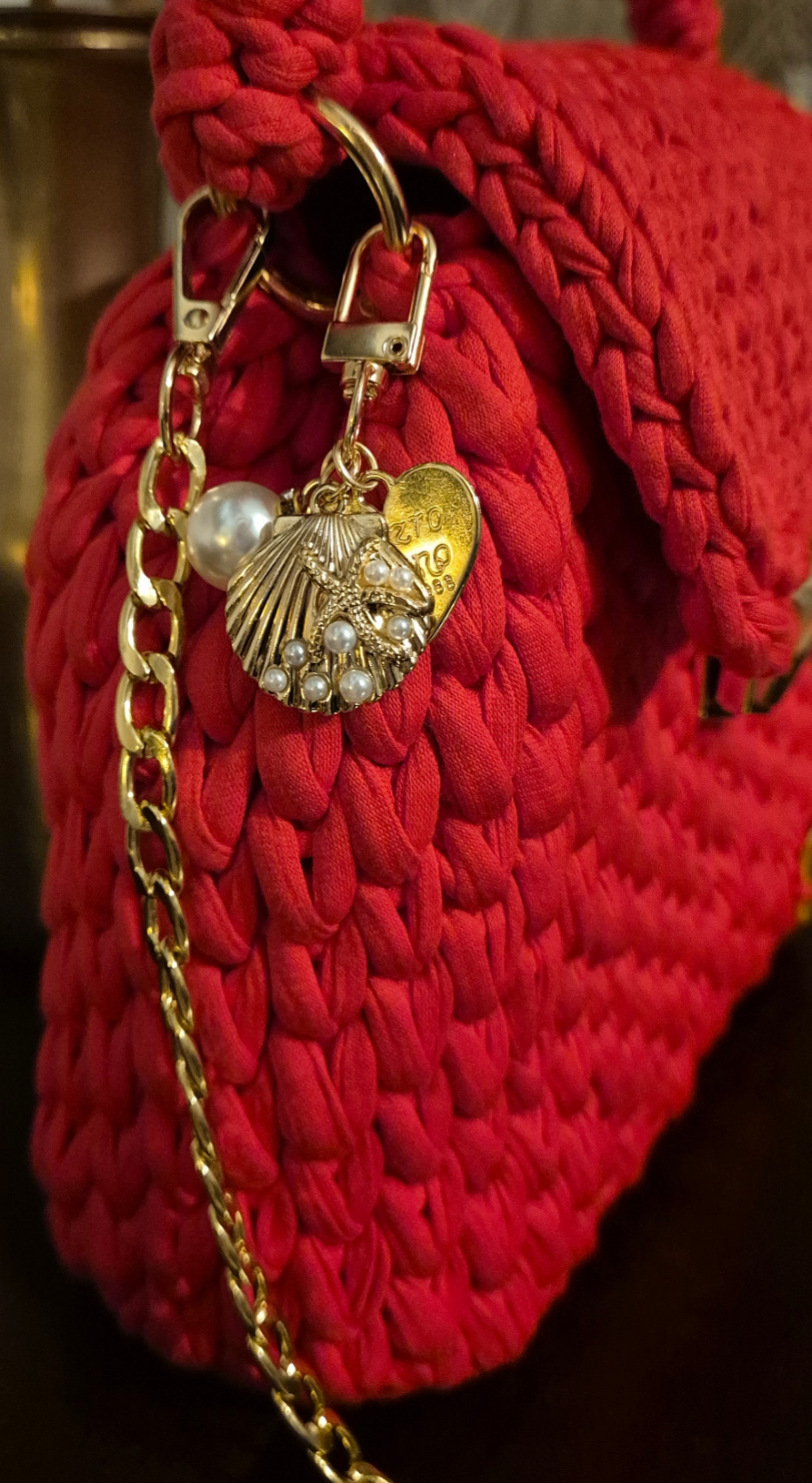 👜 Sac Jade – Rouge Passion & Doré ✨