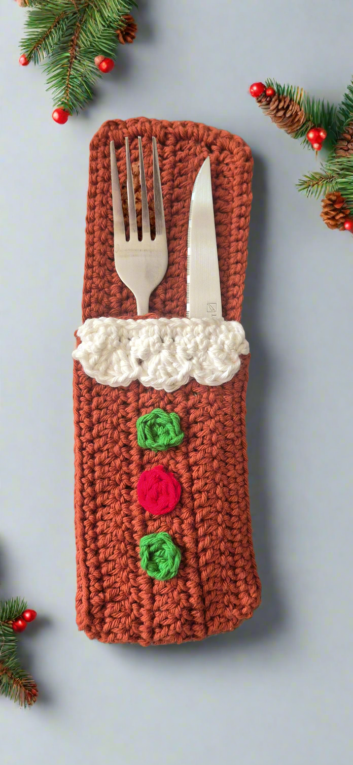 🎅✨ Étuis à Couverts de Noël au Crochet – Faits Main par lot de 4 ou à l'unité🎄🍴