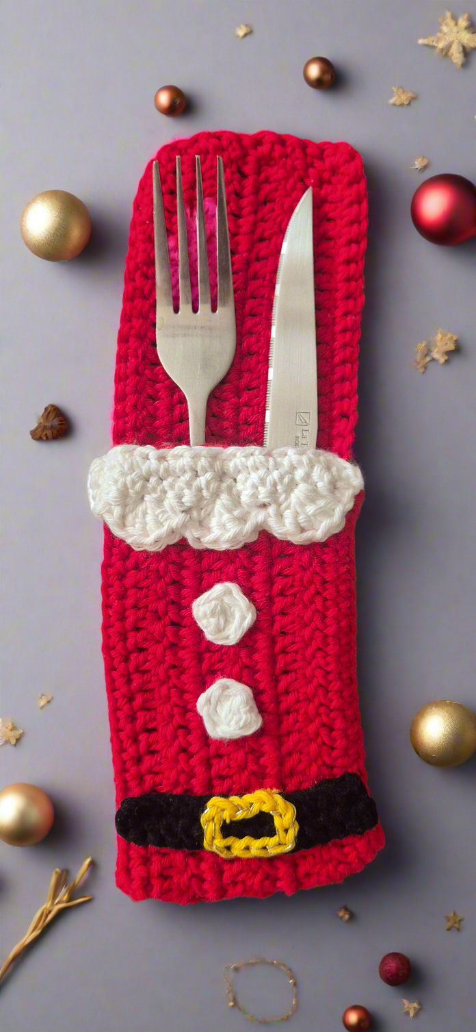 🎅✨ Étuis à Couverts de Noël au Crochet – Faits Main par lot de 4 ou à l'unité🎄🍴