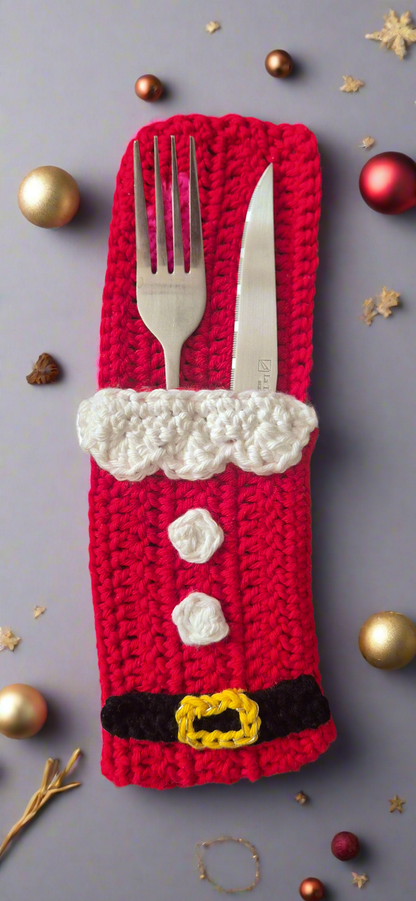 🎅✨ Étuis à Couverts de Noël au Crochet – Faits Main par lot de 4 ou à l'unité🎄🍴