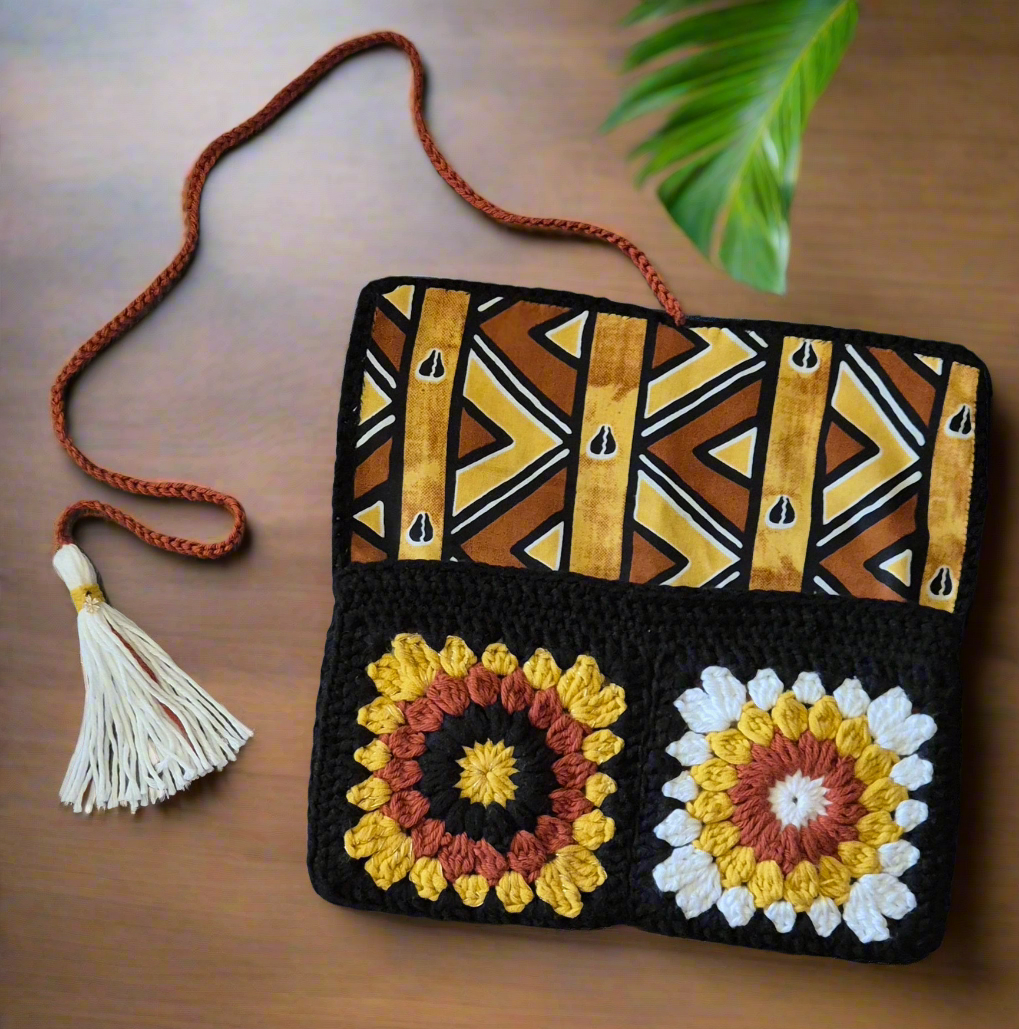 🌟 Pochette Bogolan crochet & wax  🌟