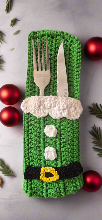 🎅✨ Étuis à Couverts de Noël au Crochet – Faits Main par lot de 4 ou à l'unité🎄🍴