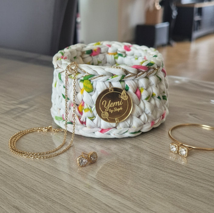 🧺 Panier à Bijoux Blanc fleuri