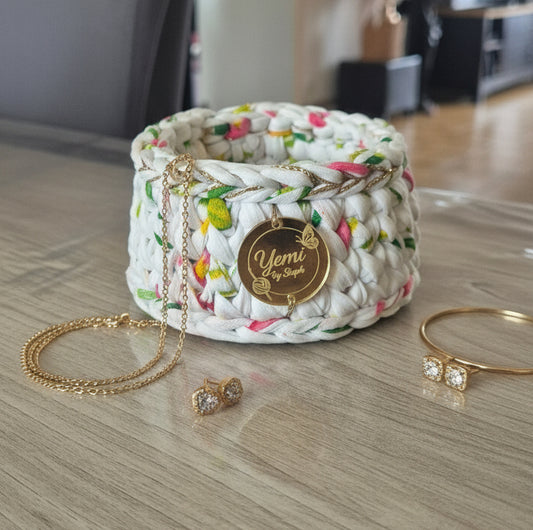 🧺 Panier à Bijoux Blanc fleuri