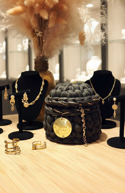 🧺 Petit panier à bijoux kaki et doré