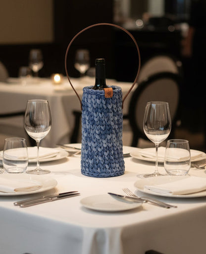 Porte-bouteille crocheté imitation Jeans – Edition Luxe 🍷✨