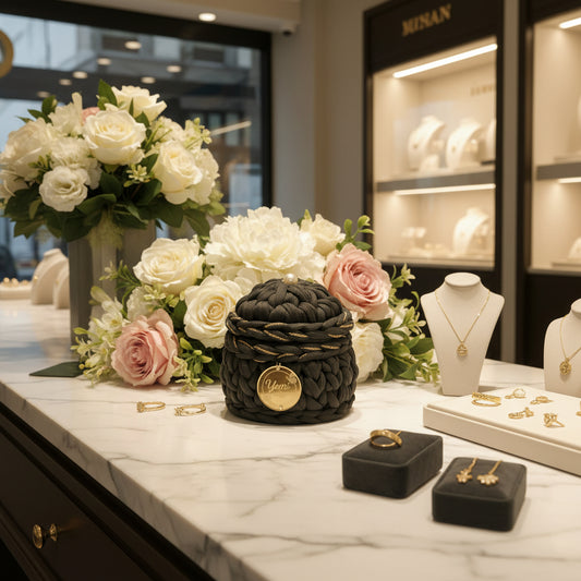 🧺 Petit panier à bijoux kaki et doré