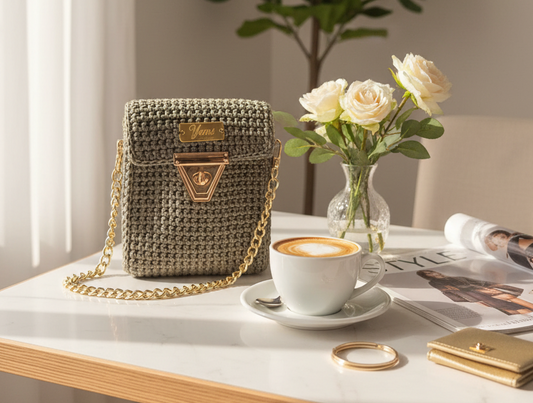 👜 Sac MIRA Kaki pailleté doré✨️