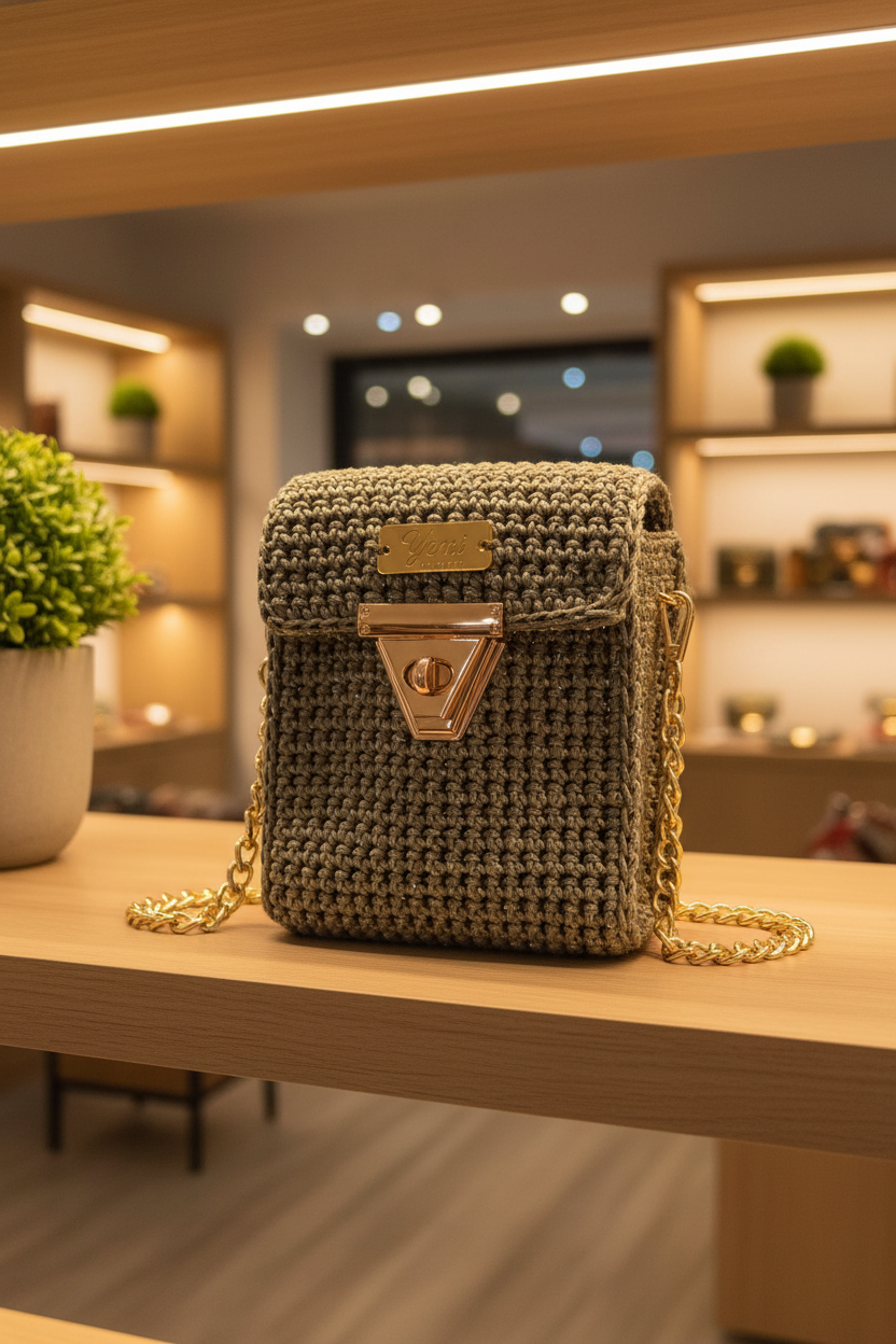 👜 Sac MIRA Kaki pailleté doré✨️