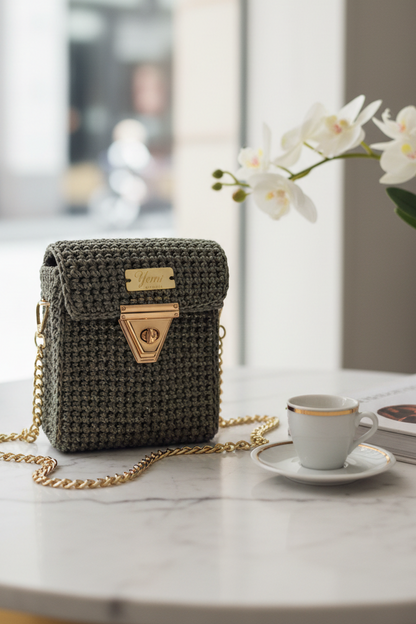 👜 Sac MIRA Kaki pailleté doré✨️