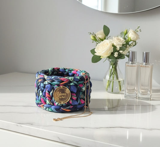 🧺 Panier à Bijoux Bleu fleuri