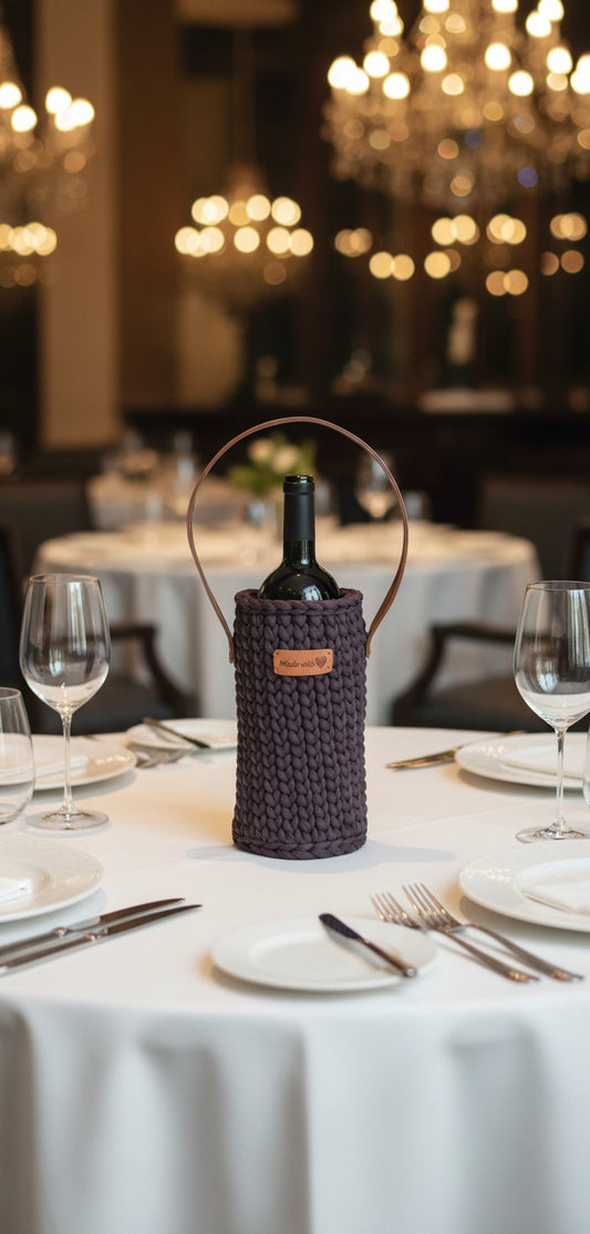 Porte-bouteille crocheté Marron foncé – Edition Luxe 🍷✨