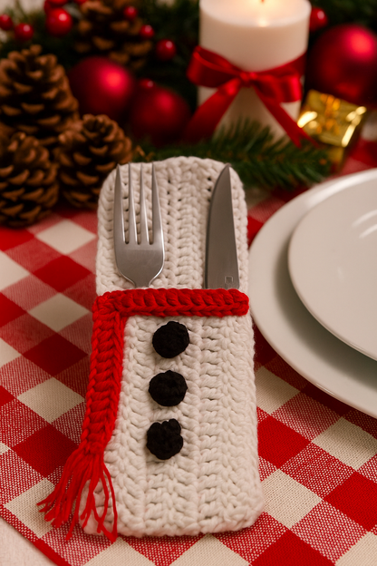 🎅✨ Étuis à Couverts de Noël au Crochet – Faits Main par lot de 4 ou à l'unité🎄🍴