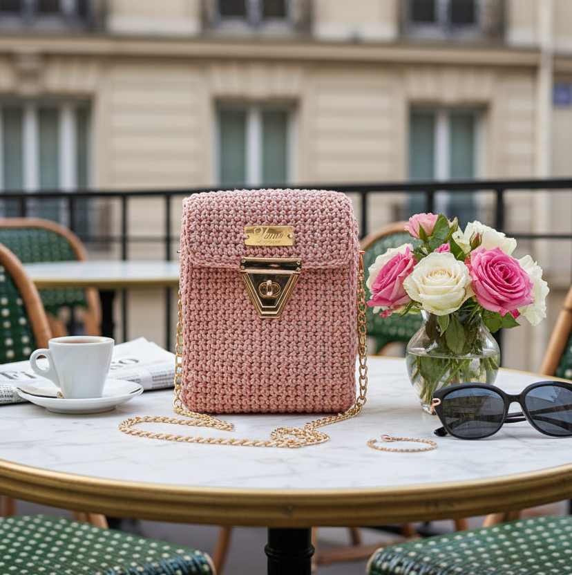 👜 Sac MIRA Rose poudré pailleté et doré✨️