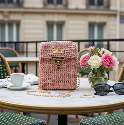 👜 Sac MIRA Rose poudré pailleté et doré✨️