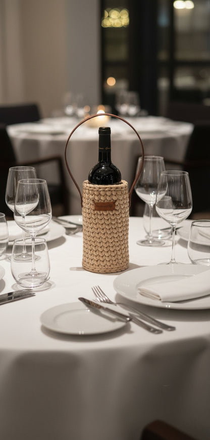 Porte-bouteille crocheté Beige– Edition Luxe 🍷✨