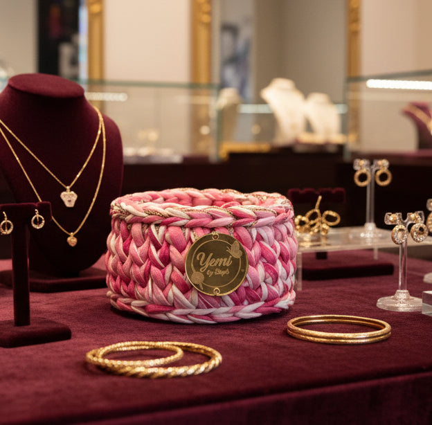 🧺 Panier à bijoux Rose et blanc