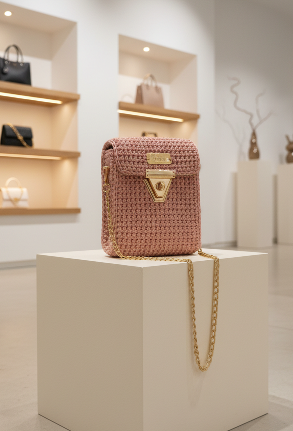 👜 Sac MIRA Rose poudré pailleté et doré✨️