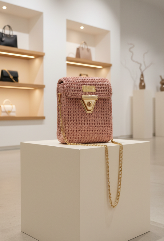 👜 Sac MIRA Rose poudré pailleté et doré✨️